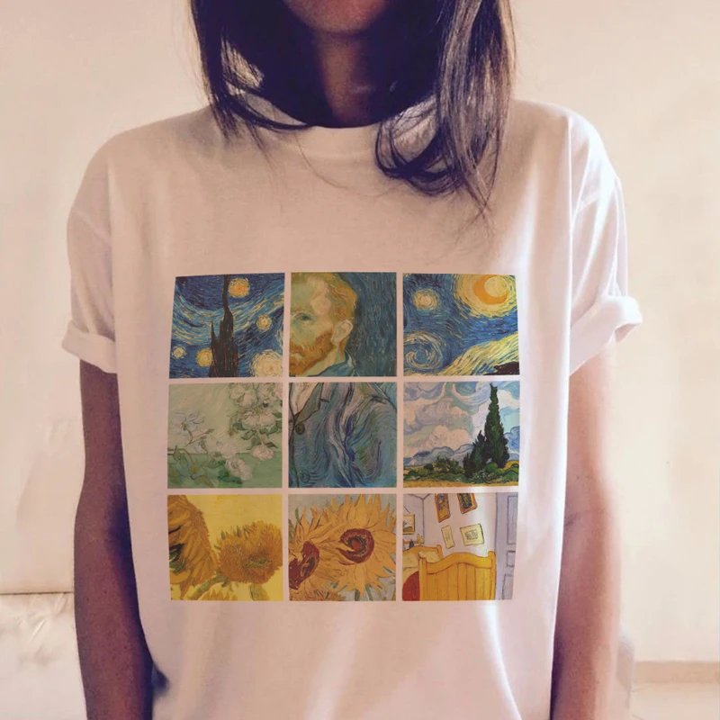 

Women's Fashion Tees Tops Vincent Willem Van Gogh Post-Impressionism Printed Clothes Plus Size Shirts Harajuku Summer T-shirt