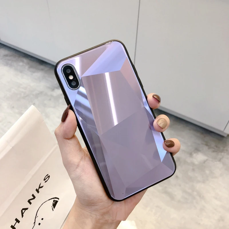 3D алмазное зеркальное стекло чехол для телефона для iPhone 7 8 6 6s Plus X XS Max XR Блестящий Призма Bling чехол для телефона для huawei P20 Pro Honor 10
