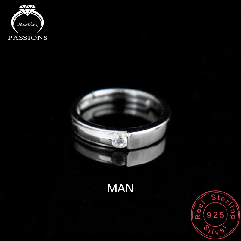 Набор колец для влюбленных из стерлингового серебра 925 пробы с цирконием ААА