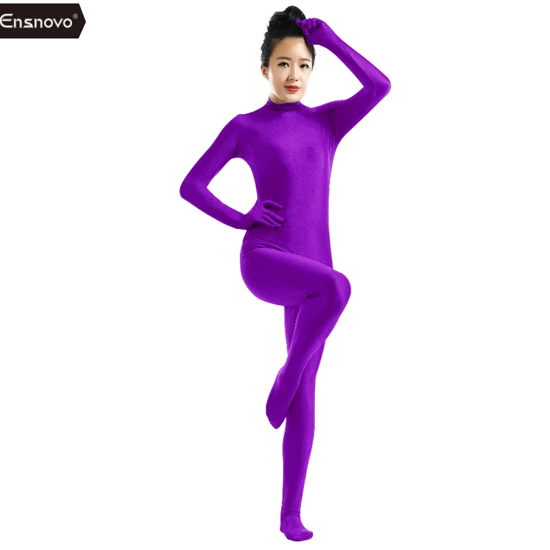 Ensnovo, синий, спандекс, Zentai, для всего тела, Облегающий комбинезон, Zentai, костюм, боди, костюм для женщин, трико лайкра, Одежда для танцев - Цвет: Violet
