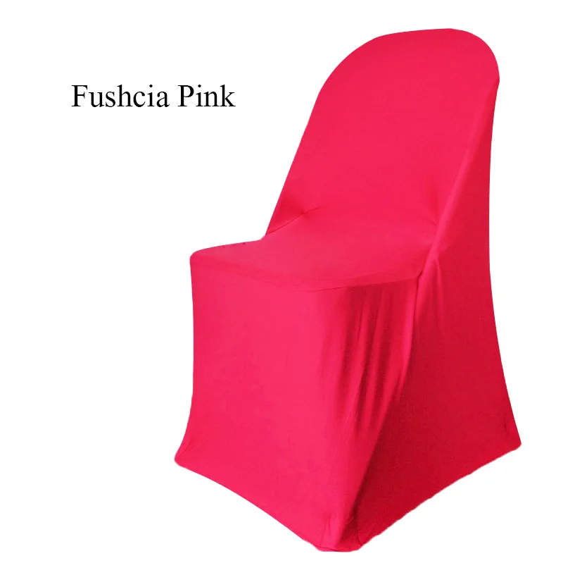 Высокое качество 100PC полиэстер спандекс лайкра покрывало на складное кресло свадебного банкета отеля Декор в случае и вечерние поставщики текстиля - Цвет: Fushcia Pink