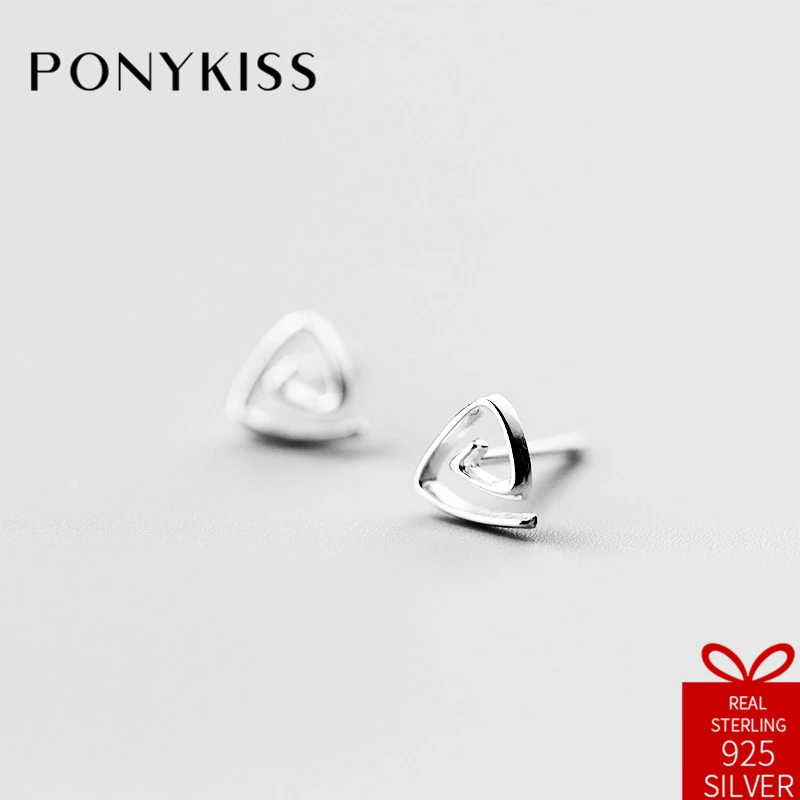 Женские серьги гвоздики PONYKISS 100% Стерлинговое Серебро 925 пробы модные с