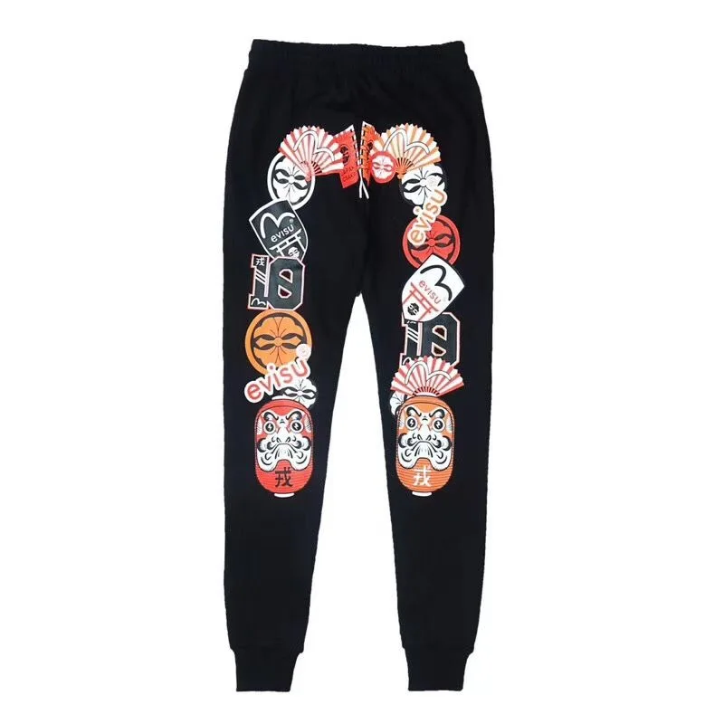 Evisu аутентичные новые высококачественные теплые дышащие мужские трендовые спортивные штаны с вышивкой Tumbler мужские повседневные штаны F083