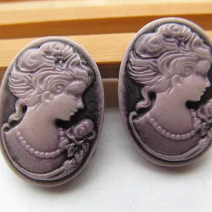 20pcs 18mmx25mm purple oval flatback resin beauty head lady cameo charm findingphone decoration kitdiy accessory jewellry free global shipping