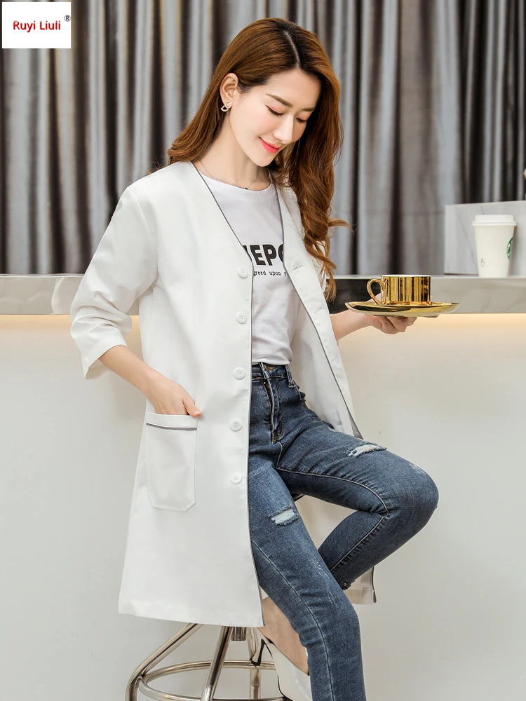 Офисная одежда для салонов красоты новая весенняя и летняя косметологическая Татуировка полупостоянное платье для управления кожей Рабочая одежда