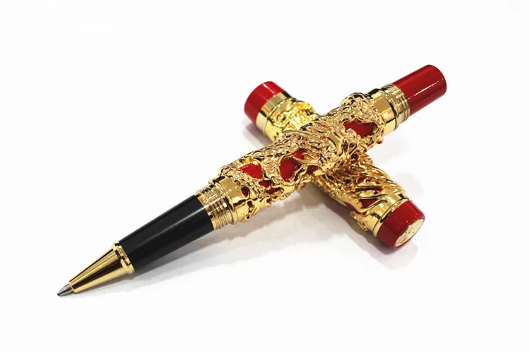 Золотые шариковые ручки Jinhao, шариковая ручка с рисунком дракона и феникса, тяжелая шариковая ручка с стержнем 0,7 мм, бесплатная доставка (art.: 54218fa4) - 54218fa4