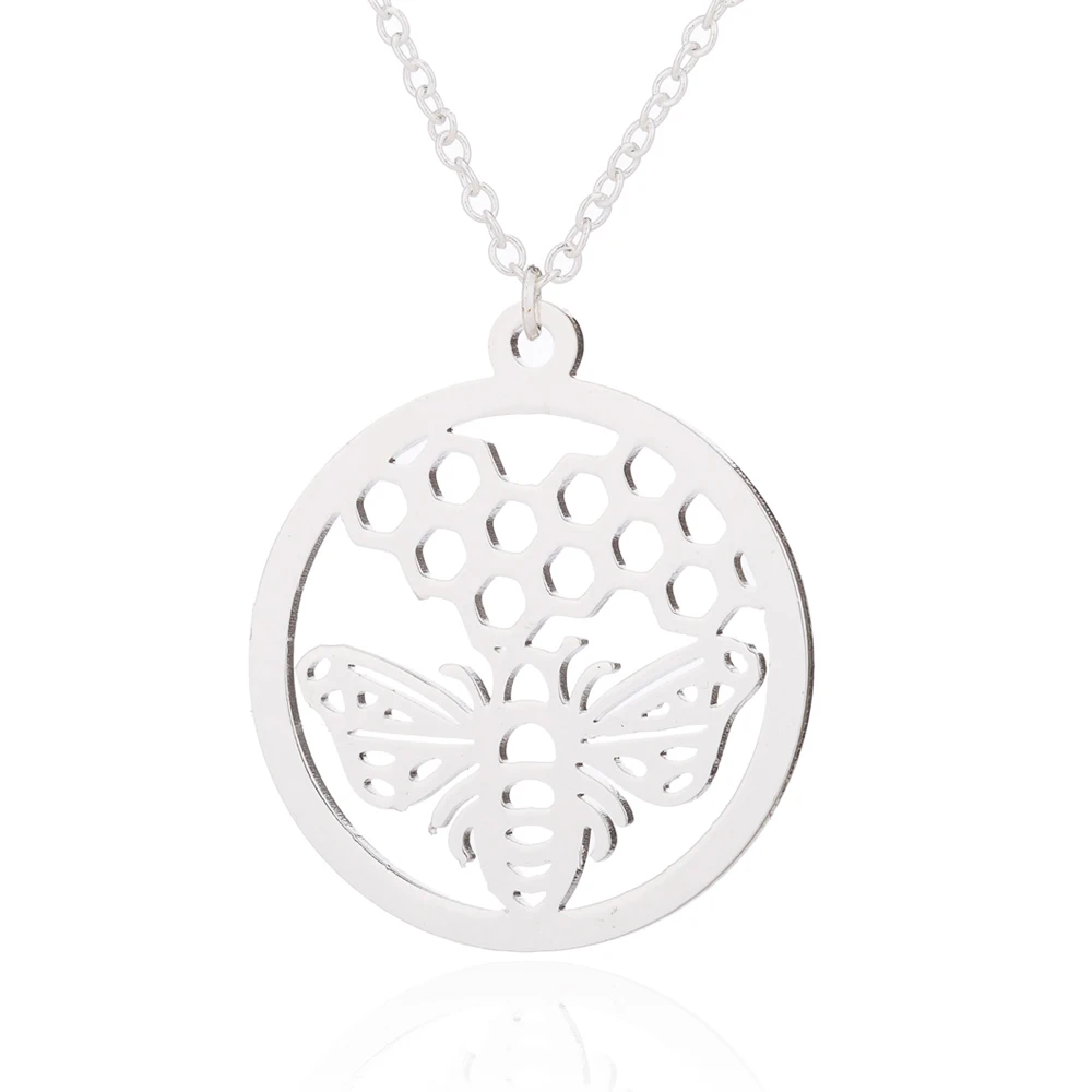 Классическое золотистое ожерелье с подвеской в форме сот и пчелы для женщин