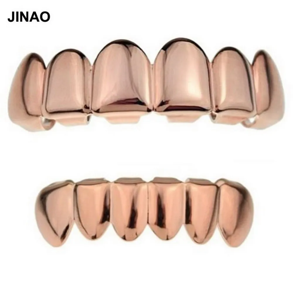 JINAO 12 комплектов позолоченные хип-хоп ЗУБЫ грили крышки верхней и нижней гриля набор для рождества вампира золотые зубы Grillz