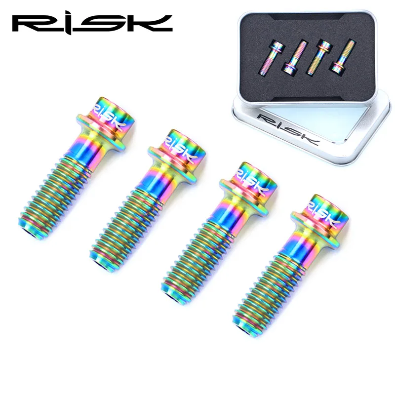 Colorful RISK 4 шт. 6x18 мм титановые болты полые сверхлегкие винты для велосипедного дискового тормоза/AB преобразования/крепления стебля MTB Запчасти для шоссейного велосипеда - Цвет: Colorful