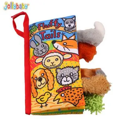JOLLYBABY детский игрушки для детей раннего развития тканевые книги обучения Образование разворачивание деятельности книги животных хвосты стиль - Цвет: Dog tail