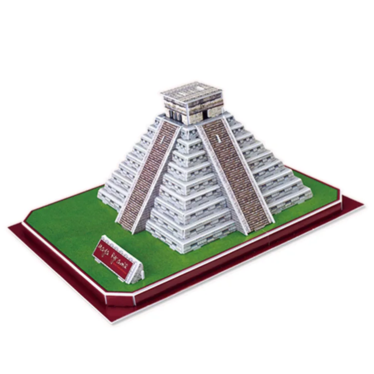 50pcs/lot Kids Toys DIY Jigsaw 3D Puzzle House Building Wooden for Children Wood Toy Puzzles Baby Mexico Mayan Pyramid | Игрушки и хобби