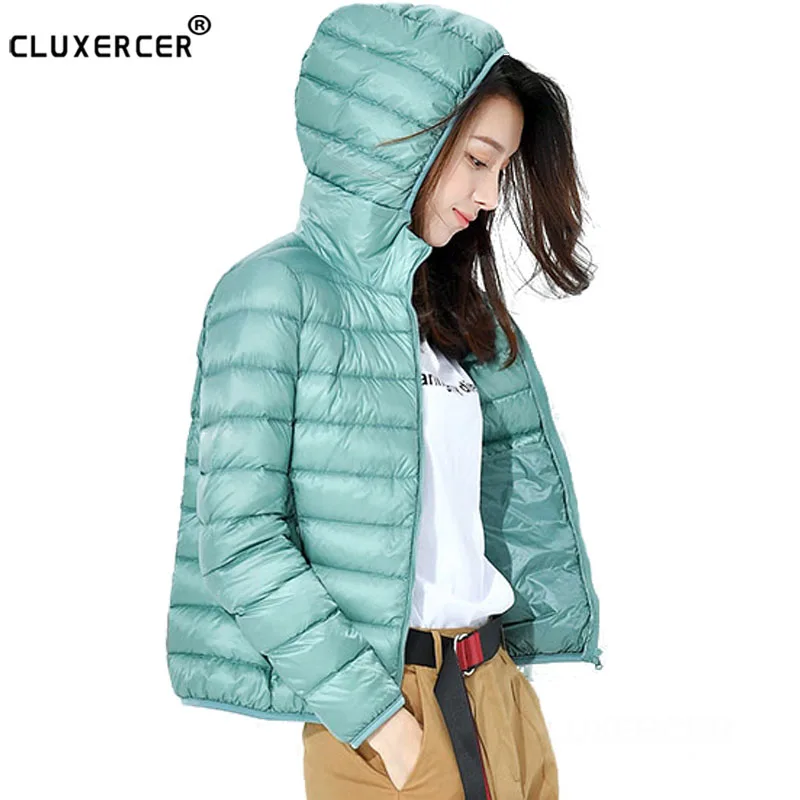 7XL Plus Size Winter Hooded Down Jacket Women Long Sleeve Warm 90% White Duck Down Down Ultra Light  Casual Jacket Coat
