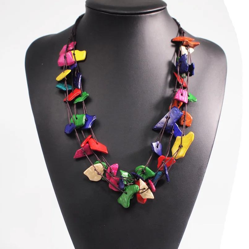 Multicolor Necklaces MANILAI, длинное богемное деревянное ожерелье ручной работы, Женская массивная Геометрическая подвеска, ожерелье, аксессуары, ювелирное изделие - Окраска металла: Multicolor Necklaces