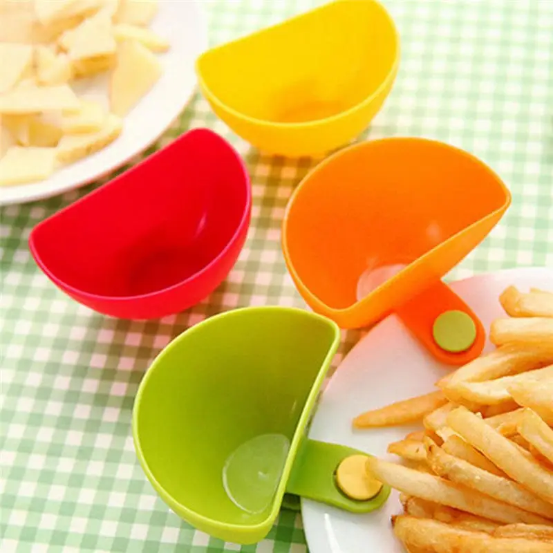4pcs/set Dip Saucers Assorted Salad Sauce Ketchup Jam Clip Cup Bowl For Tomato Salt Vinegar Sugar Flavor Splice Kitchen Tool | Дом и сад