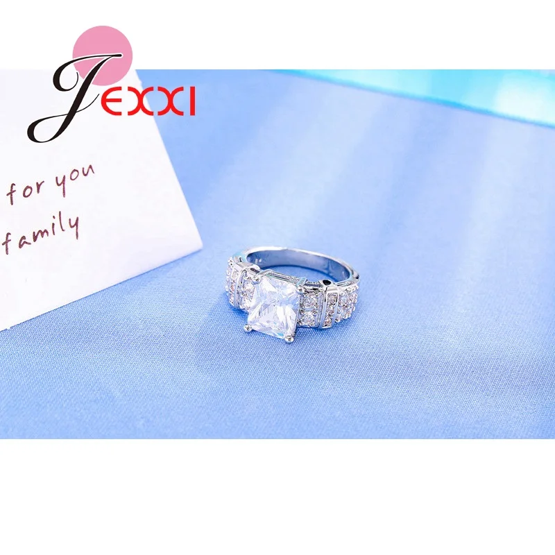 S925 Stamp Silver Rings For Women Fashion Crystal Wedding Band Girl Valentine's Day Gift Engagement Proposal Jewelry | Украшения и