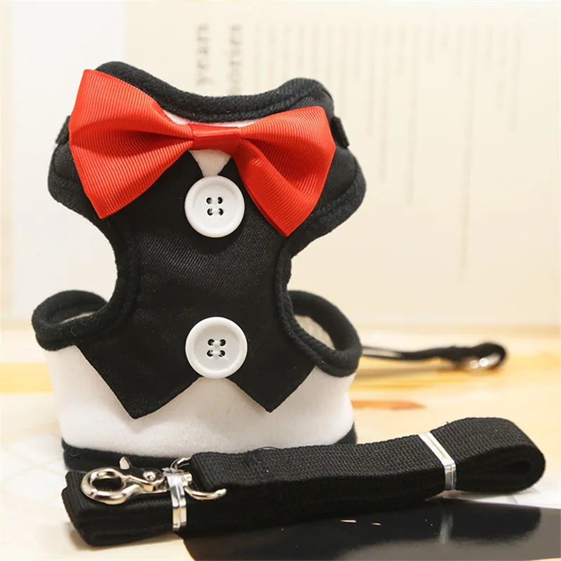 Элегантная шлейка для собак с поводком маленьких щенков жилетка галстуком