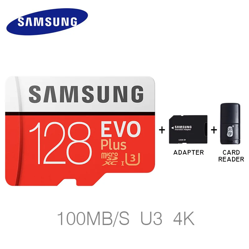 128GB and Reader Карта памяти Micro SD SAMSUNG 16 ГБ 32 ГБ 64 Гб 128 ГБ 256 ГБ EVO Plus MicroSD карта памяти SDHC SDXC Max 80 м/с C10 TF Транс флэш-карта Micro - Емкость: 128GB and Reader