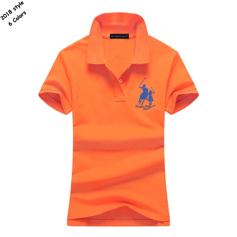 Высокое качество 2018 летние женские рубашки поло с коротким рукавом из хлопка