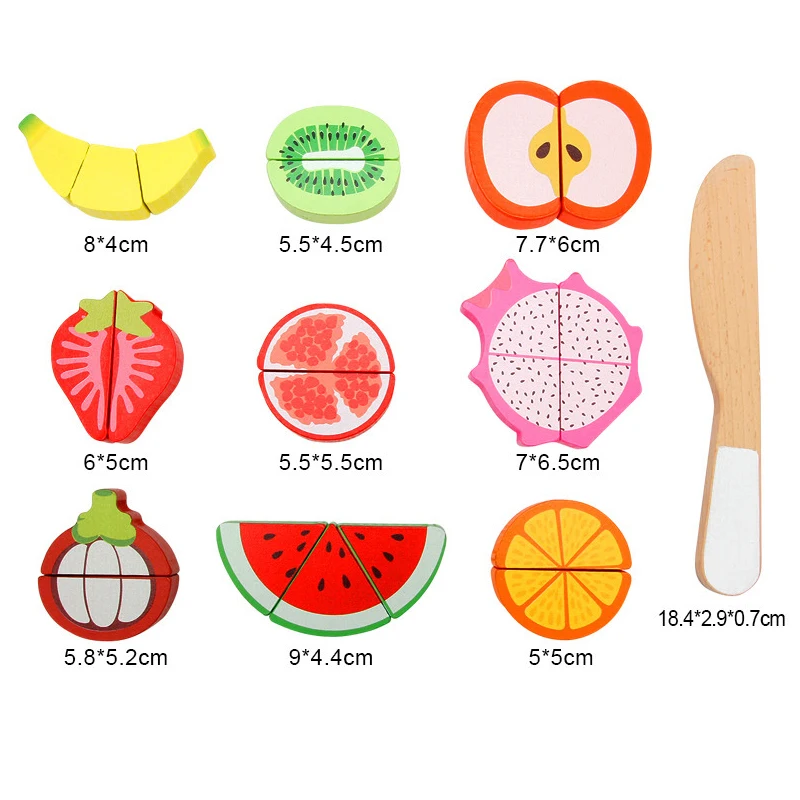 

Wooden children's toy flat cut fruit and vegetable game kitchen vegetable fruit cognitive miniature educational toy model