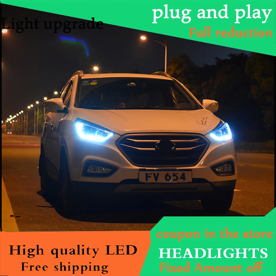 Автомобильный Стильный чехол для hyundai ix35 2010- головной светильник s светодиодный головной светильник DRL светодиодный объектив фары HID Xenon светильник поворота ходовой светильник