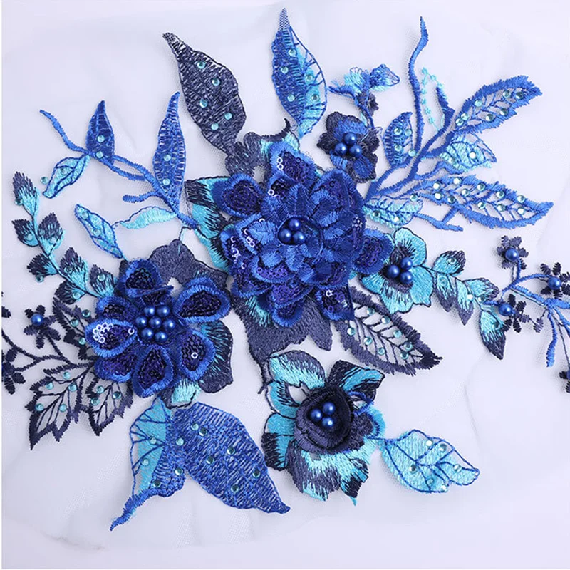 

Embroidered Lace Applique Flower Beads Sewing Clothes Handicraft Accessories Collar Fabric for Sew Crafts