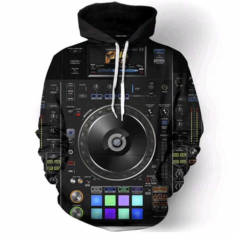 2018 мужские/женские модные толстовки Vinly DJ Music Studio 3D пуловер с капюшоном и объемным