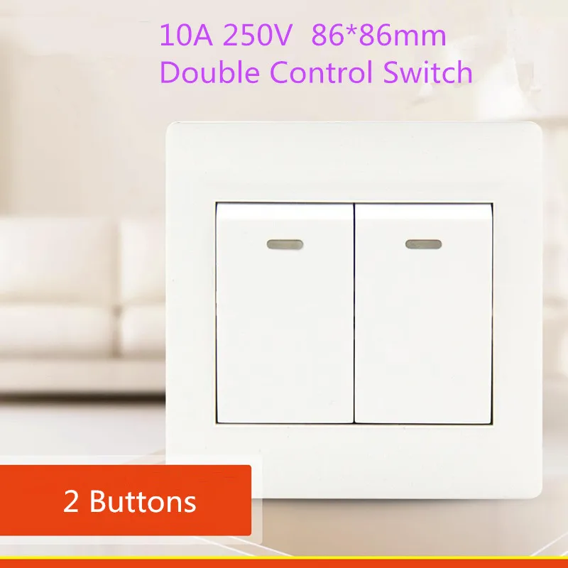 1PCS YT1803 White Switch Panel 86*86MM Flush Receptacle Two Buttons Double Control Wall Socket | Обустройство дома