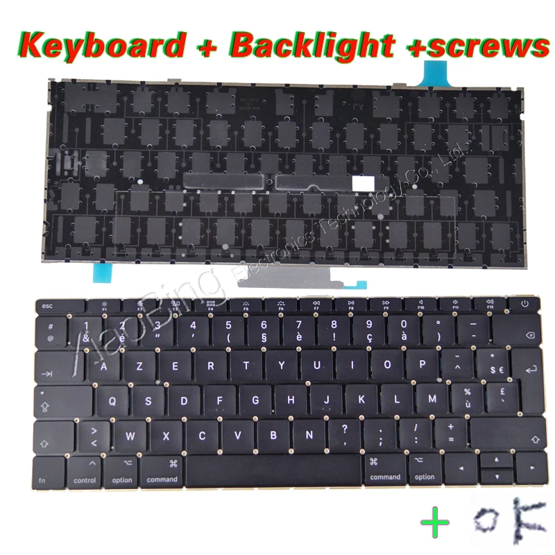 Ноутбук с подсветкой и винтами для Macbook 12 дюймов A1534 FR AZERTY|Клавиатуры замены| |