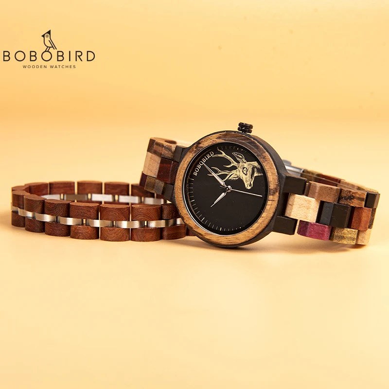 BOBO BIRD красочные деревянные женские часы с браслетом relogio feminino кварцевые наручные часы для женщин в подарочной коробке Баян кол саати V-P14