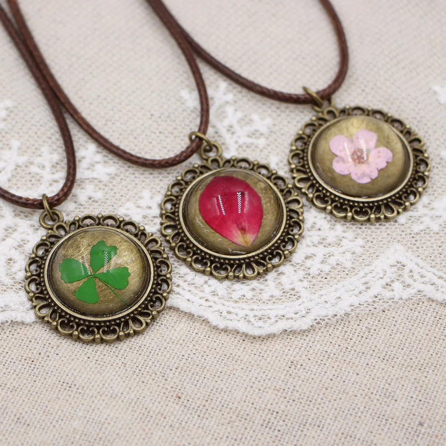 Ожерелье женское винтажное ручная работа 7 цветов из эпоксидной смолы|dried flower