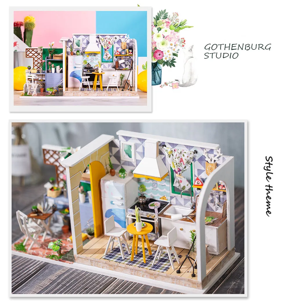 Кукольный дом ручной работы мебель Miniatura Diy кукольные домики миниатюрный кукольный домик кухня деревянные игрушки для детей подарок на день рождения