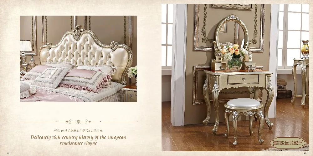 Soild деревянный модный дизайнерский набор мебели для спальни королевского