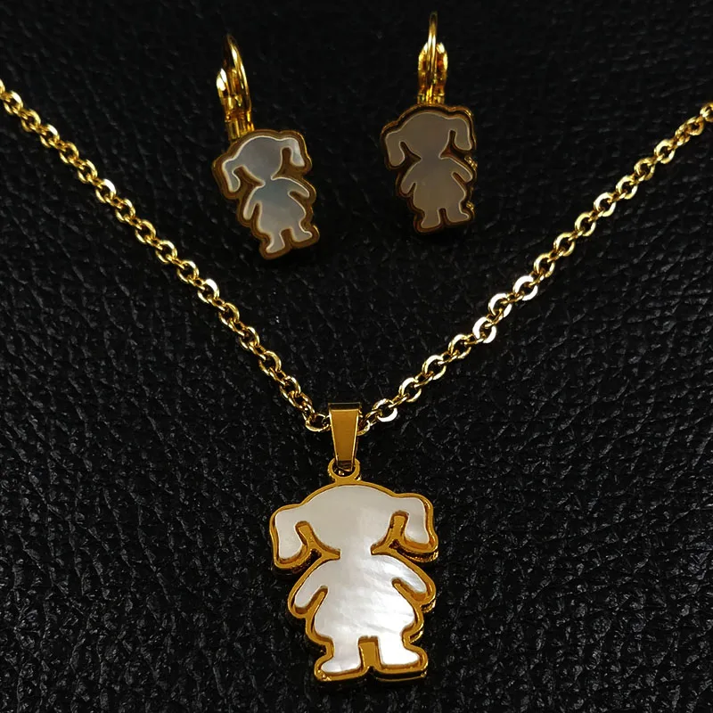 2021 модная одежда для девочек серьги ожерелье нержавеющая сталь набор украшений