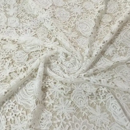 5 ярдов высокое качество Африканский шнур кружевная ткань белый цветок роза