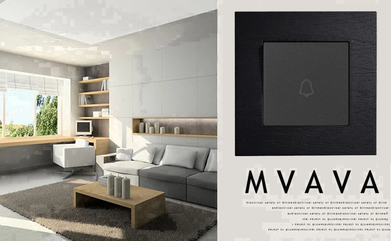 MVAVA, черная панель из Искусственного Дерева, дверной звонок, переключатель, роскошный настенный светильник, переключатель 16A AC110~ 250 В 86*90 мм, домашний кнопочный переключатель