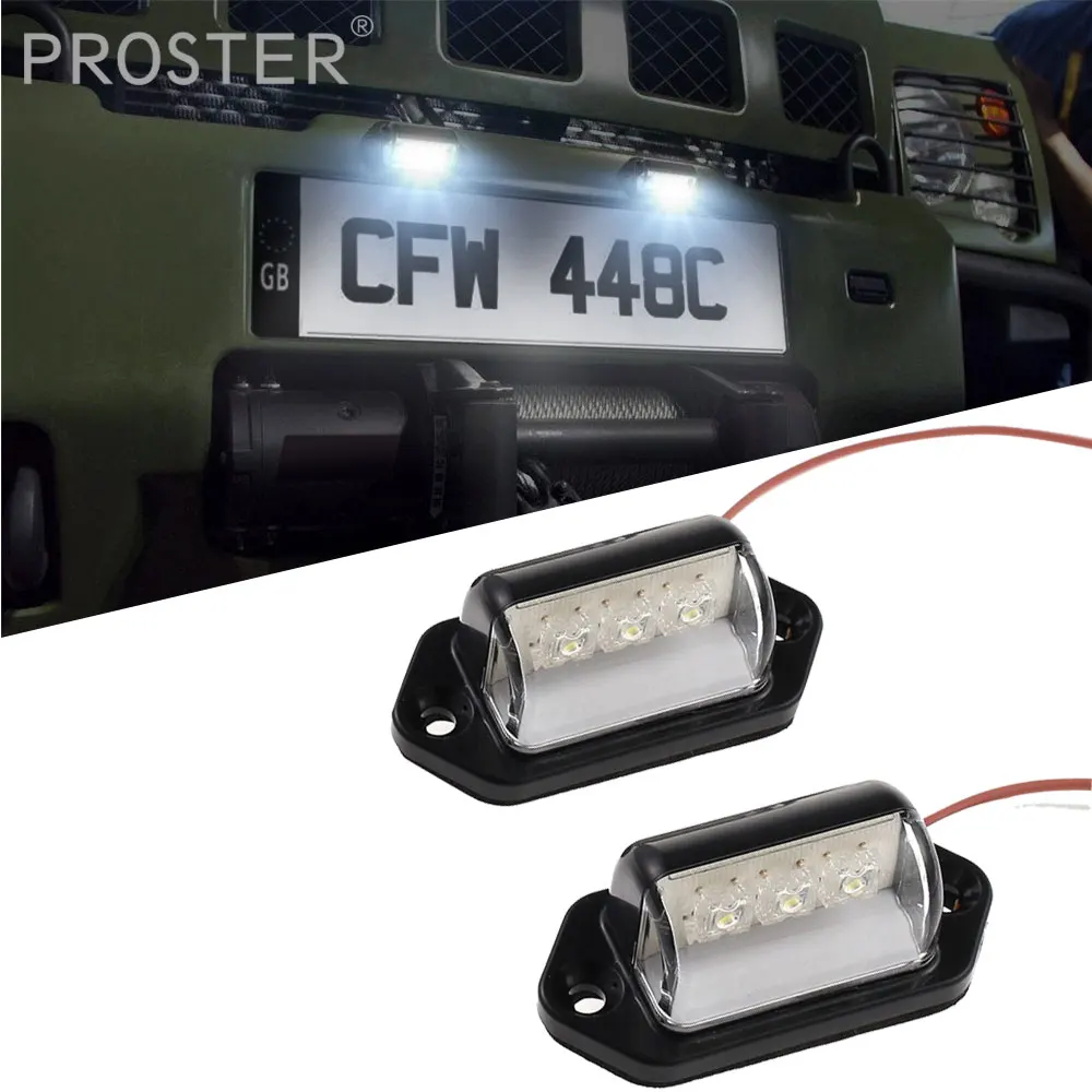 

Proster 2x 3 LED Rear License Number Plate Light Cool White IP65 Shockproof 12V/24V Lamp For Truck Trailer Boat Caravan