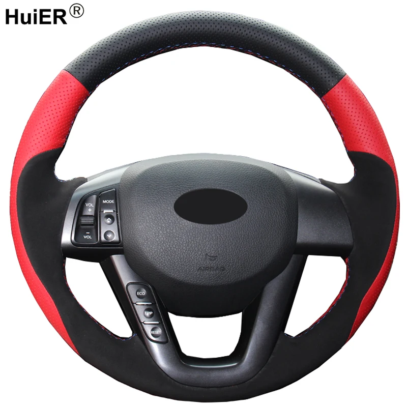 

DIY Hand Sewing Car Steering Wheel Cover Suede Leather For Kia K5 Optima 2011 2012 2013 Soft Volant Braid on the Steering wheel