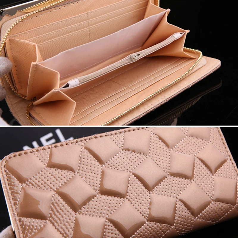 Женский Длинный кошелек винтажный из лаковой кожи с отделением для карт|women long