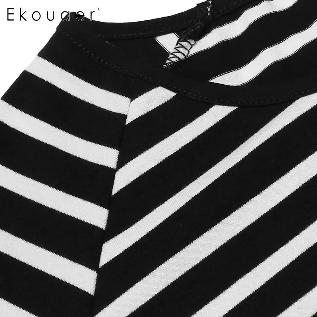 Ekouaer Короткий Мужской пижамный комплект топ в полоску с рукавами Maxmoda и Мягкие
