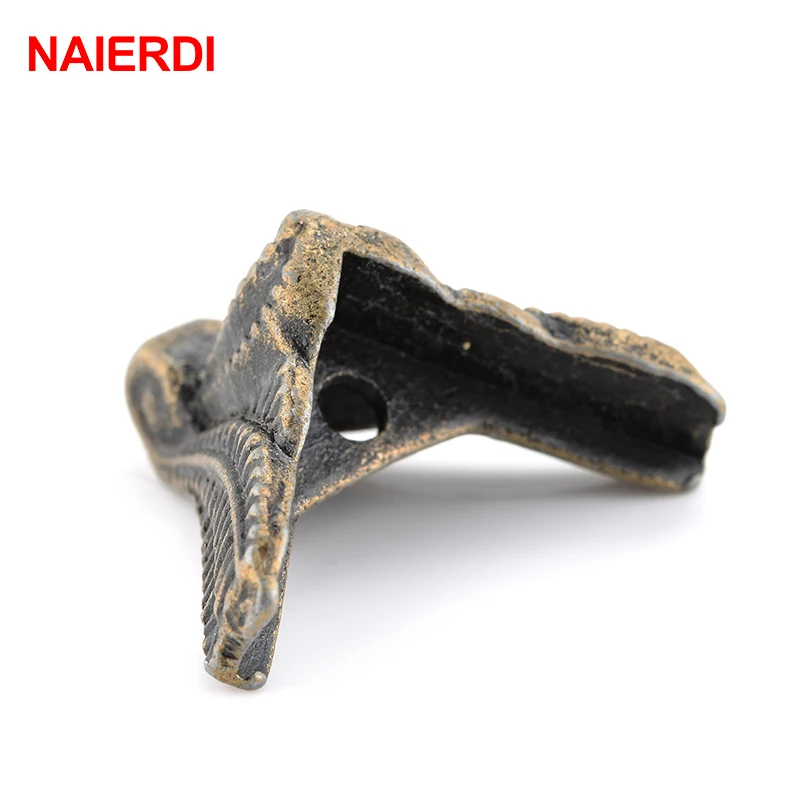 NAIERDI 10 шт. античный угловой кронштейн бронзовая шкатулка деревянный чехол Декоративные ножки угловая защита
