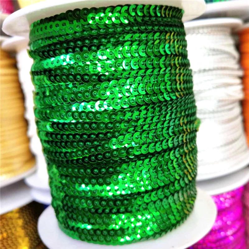 

10 Yards 3mm Sequins Trim Sewing For Crafts Pailletten Ribbon Flake String Spangle DIY Sewing Clothing Bags Accessory Green