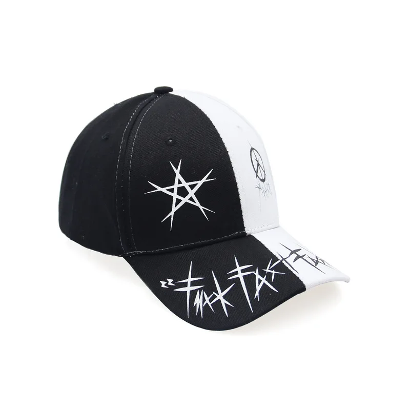 Пользовательские граффити звезда Snapback Бейсбол Кепки s Черный и белый лоскутное