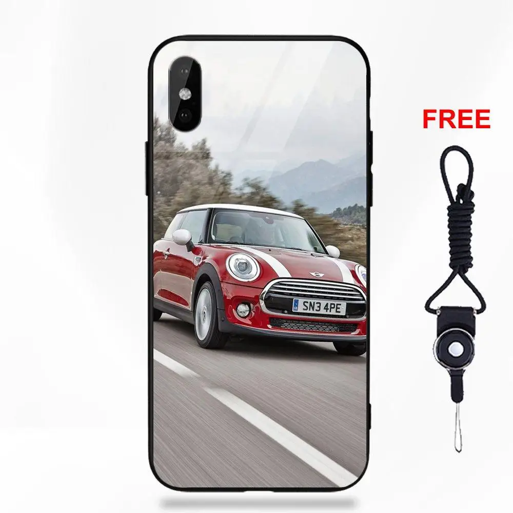 as picture Автомобиль Mini Cooper Jcw распродажа Мягкий ТПУ чехол+ закаленное Стекло чехол для телефона для Apple iPhone 5 5C 5S SE 6 6 S 7 8 Plus X XS Max XR - Цвет: as picture