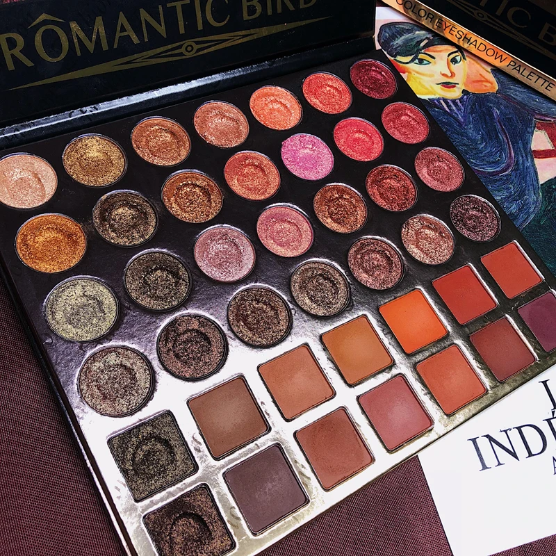 Профессиональная Палетка Теней для Век из 42 Цветов с Блестками, Металлическим, Мерцающим и Матовым Оттенками Золотого Пигмента, Косметика для Макияжа.