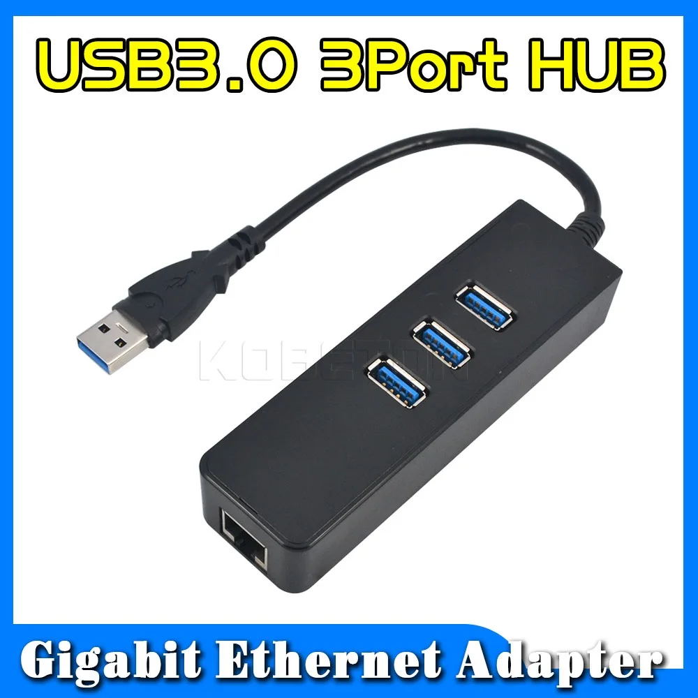 Kebidu высокое spped 3 Порты USB 0 концентратор 10/100/1000 Мбит/с на RJ45 Gigabit Ethernet LAN проводной - Фото №1