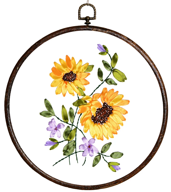 flowers 1 30x30 см Элегантные цветы лента вышивка комплект пятен живопись рукоделие комплект DIY ручной рукоделие искусство домашнего декора - Цвет: flowers 1