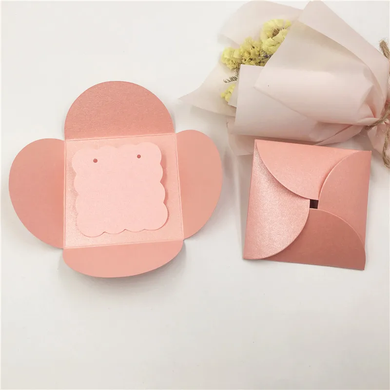 pink Красочная картонная Цветочная форма бутона, ювелирные изделия, серьги, упаковка, сумка, милые серьги-гвоздики, серьги для девочек, подарочная упаковка - Цвет: pink