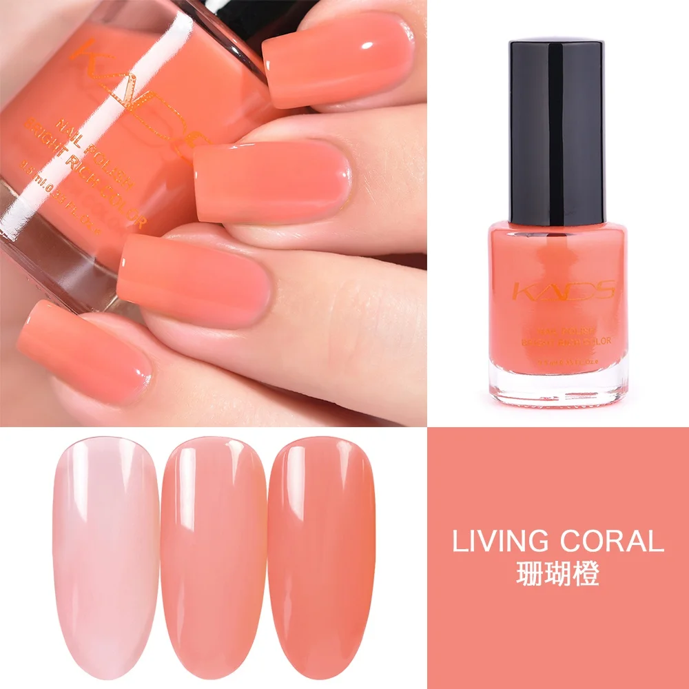 Living Coral KADS 9,5 мл полупрозрачный Желейный лак для ногтей Vernis Полупостоянный УФ-лак для ногтей Маникюрный цветной конфетный лак - Цвет: Living Coral
