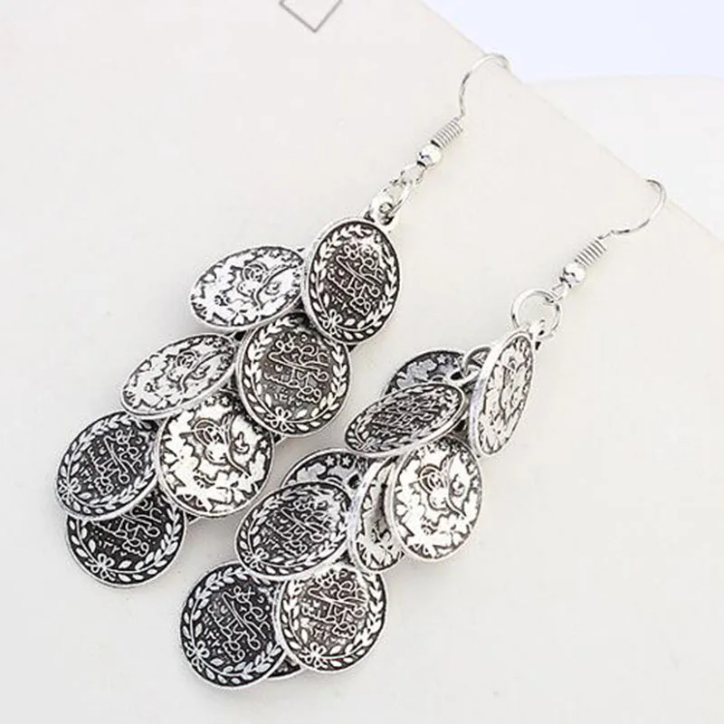 Нильсен Для женщин Серьги диких ретро маленькие круглые карты наборный ухо