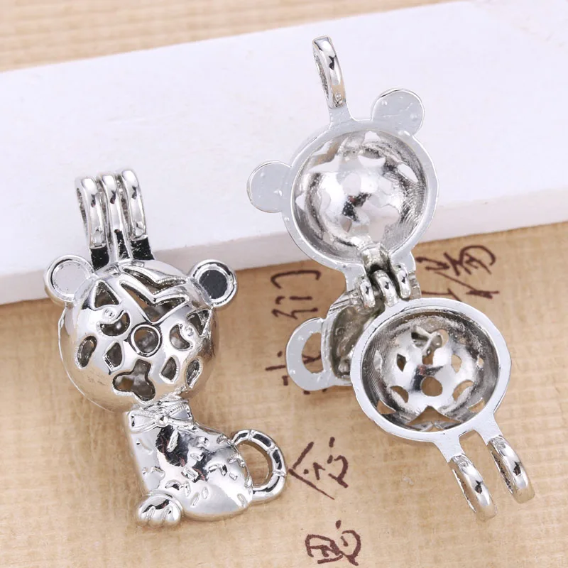 6pcs Bright Silver kitten Open Cage Locket Essential Aroma Oil Fragrance Diffuser Pendant Necklace Jewelry 030620 | Украшения и